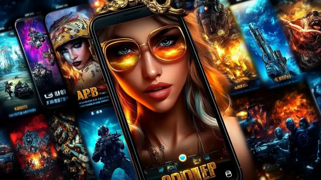 Choose Your Hero and Win with BN880 Adventure Slots A close-up of a smartphone screen showing a stylish female warrior, surrounded by a gallery of other action game characters, promoting the exciting adventure slots on the BN880 app.